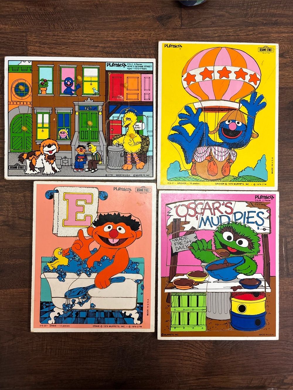 Vintage 1979 Playskool Sesame Street Wooden Puzzles